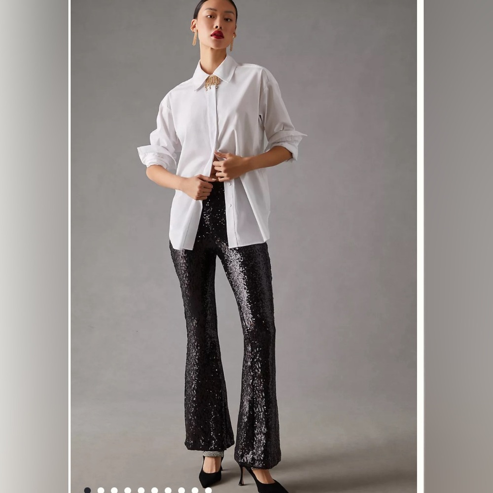 Anthropologie Joni Sequin Flare Pants SZ 12
